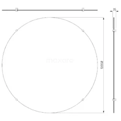 Badkamerspiegel Solo 100cm Rond Spiegelhouders Vierkant -Badkamer Verkoopwinkel badkamerspiegel solo 100cm rond spiegelhouders vierkant m25 1010 2