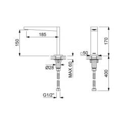 Baduitloop Cubic Chrome, Badrandmontage, Chroom -Badkamer Verkoopwinkel baduitloop cubic chrome badrandmontage chroom 33.057.100n 2