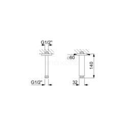 Douchearm Cubic Chrome, Plafondmontage, Chroom -Badkamer Verkoopwinkel douchearm cubic chrome plafondmontage chroom 99.350.510 3