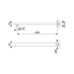 Douchearm Cubic Chrome, Wandmontage, Chroom -Badkamer Verkoopwinkel douchearm cubic chrome wandmontage chroom 99.350.010 3