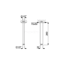 Douchearm Distinct Chrome, Plafondmontage, Chroom -Badkamer Verkoopwinkel douchearm distinct chrome plafondmontage chroom 99.350.600 3