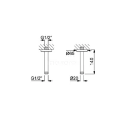 Douchearm Radius, Plafondmontage, Chroom -Badkamer Verkoopwinkel douchearm radius plafondmontage chroom 99.350.520 3