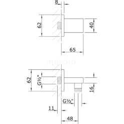 Doucheslang Aansluiting Cubic Chrome, Wandmontage, Chroom -Badkamer Verkoopwinkel doucheslang aansluiting cubic chrome wandmontage chroom 22.156.600 2