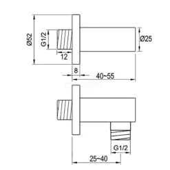 Douchestang Radius Black Chrome, Wandmontage, Zwart Chroom -Badkamer Verkoopwinkel douchestang radius black chrome wandmontage zwart chroom 55.156.860bcns 3