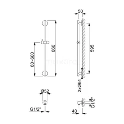 Douchestang Radius Black, Wandmontage, Zwart -Badkamer Verkoopwinkel douchestang radius black wandmontage zwart 99.150.000mbn 3