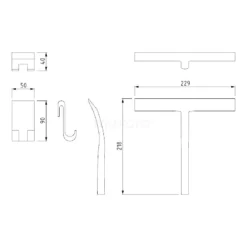 Douchewisser, Hangend, Glasbevestiging, Grijs -Badkamer Verkoopwinkel douchewisser hangend glasbevestiging grijs 109107g 4