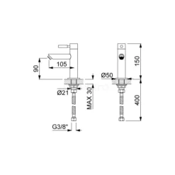 Fonteinkraan Radius Black Steel, Koudwaterkraan, Zwart Metaal -Badkamer Verkoopwinkel fonteinkraan radius black steel koudwaterkraan zwart metaal 55.004.404zmn 3