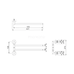 Handdoekenrek Radius Black Steel, Draaibaar, Zwart Metaal -Badkamer Verkoopwinkel handdoekenrek radius black steel draaibaar zwart metaal 150 0401zm 2