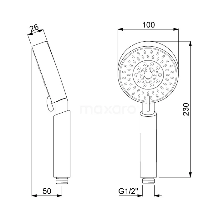 Handdouche Radius Chrome, 5 Standen, Chroom 3 Handdouche Radius Chrome, 5 Standen, Chroom - Afbeelding 3