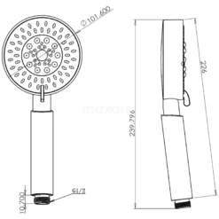 Handdouche Radius Steel, 5 Standen, Rvs -Badkamer Verkoopwinkel handdouche radius steel 5 standen rvs 99.104.000br 2