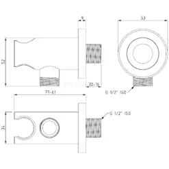 Handdouchehouder Radius Black Chrome, Wandmontage, Zwart Chroom -Badkamer Verkoopwinkel handdouchehouder radius black chrome wandmontage zwart chroom 55.156.200bc 2
