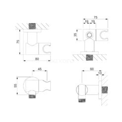 Handdouchehouder Radius Black Steel, Wandmontage, Verstelbaar, Zwart Metaal -Badkamer Verkoopwinkel handdouchehouder radius black steel wandmontage verstelbaar zwart metaal 55.156.800zmn 2