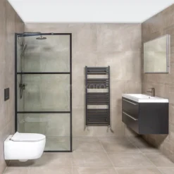 Handdouchehouder Radius Black Steel, Wandmontage, Zwart Metaal -Badkamer Verkoopwinkel handdouchehouder radius black steel wandmontage zwart metaal 55.156.870zmns 2