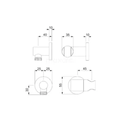 Handdouchehouder Radius Black Steel, Wandmontage, Zwart Metaal -Badkamer Verkoopwinkel handdouchehouder radius black steel wandmontage zwart metaal 55.156.870zmns 5