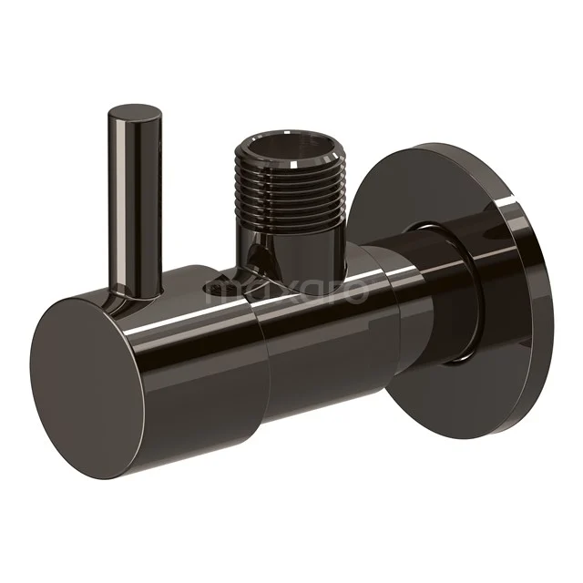 Hoekstopkraan Radius Black Chrome, Wandmontage, Zwart Chroom 1 Hoekstopkraan Radius Black Chrome, Wandmontage, Zwart Chroom