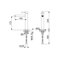 Hoge Fonteinkraan Radius Black Steel, Koudwaterkraan, Zwart Metaal -Badkamer Verkoopwinkel hoge fonteinkraan radius black steel koudwaterkraan zwart metaal 55.004.414zm 3