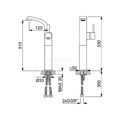 Hoge Wastafelkraan Distinct Chrome, Eéngreeps Mengkraan, Chroom -Badkamer Verkoopwinkel hoge wastafelkraan distinct chrome eengreeps mengkraan chroom 66.003.531 2