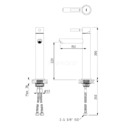 Hoge Wastafelkraan Radius Black Steel, Eéngreeps Mengkraan, Zwart Metaal -Badkamer Verkoopwinkel hoge wastafelkraan radius black steel eengreeps mengkraan zwart metaal 55.003.521zmn 3