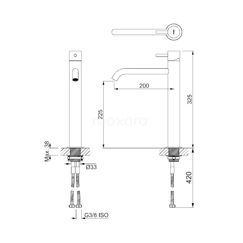 Hoge Wastafelkraan Radius Chrome, Eéngreeps Mengkraan, Verlengde Uitloop, Chroom 3 Hoge Wastafelkraan Radius Chrome, Eéngreeps Mengkraan, Verlengde Uitloop, Chroom - Afbeelding 3