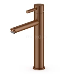 Hoge Wastafelkraan Radius Copper, Eéngreeps Mengkraan, Verlengde Uitloop, Koper