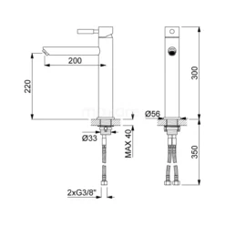 Hoge Wastafelkraan Radius Copper, Eéngreeps Mengkraan, Verlengde Uitloop, Koper -Badkamer Verkoopwinkel hoge wastafelkraan radius copper eengreeps mengkraan verlengde uitloop koper 55.003.541kp 3