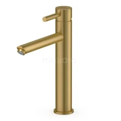 Hoge Wastafelkraan Radius Gold, Eéngreeps Mengkraan, Verlengde Uitloop, Goud