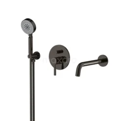 Inbouw Badkraan Met Handdouche Radius Black Chrome, Eéngreeps Mengkraan, Zwart Chroom