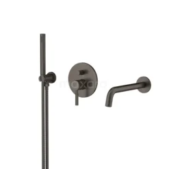 Inbouw Badkraan Met Handdouche Radius Black Steel, Eéngreeps Mengkraan, Zwart Metaal