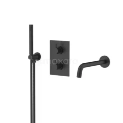 Inbouw Badkraan Met Handdouche Radius Black, Thermostatisch, Zwart