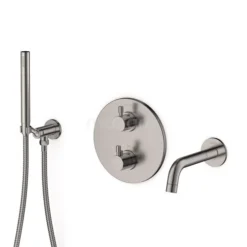 Inbouw Badkraan Met Handdouche Radius Steel, Thermostatisch, Rvs