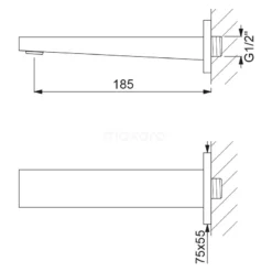 Inbouw Badkraan Met Regendouche Cubic Chrome, Thermostatisch, Chroom -Badkamer Verkoopwinkel inbouw badkraan met regendouche cubic chrome thermostatisch chroom dic22 00001 6