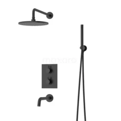 Inbouw Badkraan Met Regendouche Radius Black, Thermostatisch, Zwart