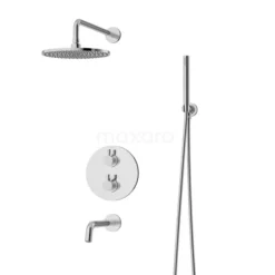 Inbouw Badkraan Met Regendouche Radius Chrome, Thermostatisch, Chroom
