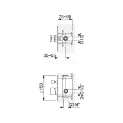Inbouw Douchekraan Cubic Chrome, Eéngreeps Mengkraan, Chroom -Badkamer Verkoopwinkel inbouw douchekraan cubic chrome eengreeps mengkraan chroom 22.151.101ns 3