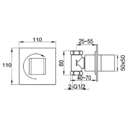 Inbouw Douchekraan Cubic Chrome, Stopkraan, Chroom -Badkamer Verkoopwinkel inbouw douchekraan cubic chrome stopkraan chroom 22.153.004n 2