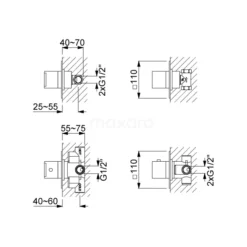 Inbouw Douchekraan Cubic Chrome, Thermostatisch, Chroom -Badkamer Verkoopwinkel inbouw douchekraan cubic chrome thermostatisch chroom 22.152.002ns 4
