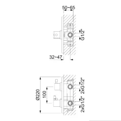 Inbouw Douchekraan Radius Chrome, Thermostatisch, Chroom -Badkamer Verkoopwinkel inbouw douchekraan radius chrome thermostatisch chroom 55.152.512ns 3