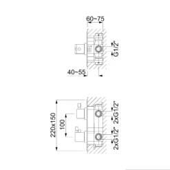 Inbouw Douchekraan Radius Steel, Thermostatisch, Rvs -Badkamer Verkoopwinkel inbouw douchekraan radius steel thermostatisch rvs 55.152.502brns 3