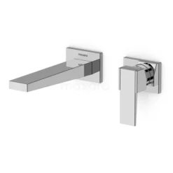 Inbouw Wastafelkraan Cubic Chrome, Eéngreeps Mengkraan, Chroom