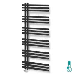 Kepler Handdoekradiator Elektrisch | 55x129,6 Cm Mat Zwart 1001 Watt Aluminium