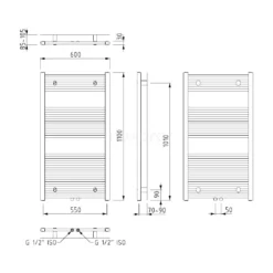 Mars Handdoekradiator | 60x110 Cm Lichtgrijs 559 Watt Staal Centrale Verwarming -Badkamer Verkoopwinkel mars handdoekradiator 60x110 cm lichtgrijs 559 watt staal centrale verwarming dr17 0611rl 5