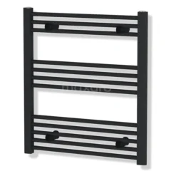 Mars Handdoekradiator | 60x74 Cm Mat Zwart 339 Watt Staal Centrale Verwarming