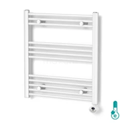 Mars Handdoekradiator Elektrisch | 60x74 Cm Hoogglans Wit 339 Watt Staal