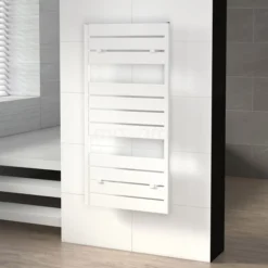 Pluto Handdoekradiator | 60x120 Cm Hoogglans Wit 749 Watt Aluminium Centrale Verwarming