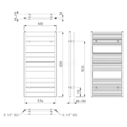 Pluto Handdoekradiator | 60x120 Cm Mat Wit 749 Watt Aluminium Centrale Verwarming -Badkamer Verkoopwinkel pluto handdoekradiator 60x120 cm mat wit 749 watt aluminium centrale verwarming dr60 0612swn 4