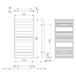 Pluto Handdoekradiator | 60x120 Cm Mat Zwart 749 Watt Aluminium Centrale Verwarming -Badkamer Verkoopwinkel pluto handdoekradiator 60x120 cm mat zwart 749 watt aluminium centrale verwarming dr60 0612sbn 4