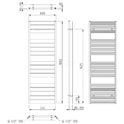 Pluto Handdoekradiator Elektrisch | 60x180 Cm Hoogglans Wit 1090 Watt Aluminium -Badkamer Verkoopwinkel pluto handdoekradiator elektrisch 60x180 cm hoogglans wit 1090 watt aluminium dr60 0618gwn e 4