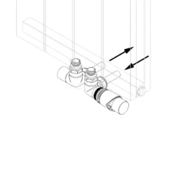 Radiatorkraan Thermostatisch Dubbel Haaks Rechtshandig Met Voetventiel Chroom-Chroom -Badkamer Verkoopwinkel radiatorkraan thermostatisch dubbel haaks rechtshandig met voetventiel chroom chroom drk11gc gc 2