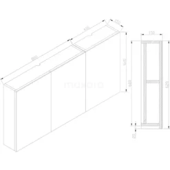 Spiegelkast Lato 120x62cm Hoogglans Wit 3 Deuren -Badkamer Verkoopwinkel spiegelkast lato 120x62cm hoogglans wit 3 deuren k01 1200 40402 5