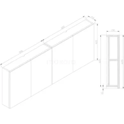 Spiegelkast Lato 160x62cm Hoogglans Wit 4 Deuren -Badkamer Verkoopwinkel spiegelkast lato 160x62cm hoogglans wit 4 deuren k01 1600 40400 5